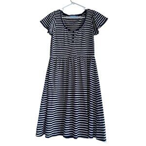 Draper James Womens Flutter Sleeve Navy Stripe Sailor Dress Sz S Nautical Beach
